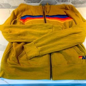 Aviator Nation Large rainbow hoodie, golden yellow.